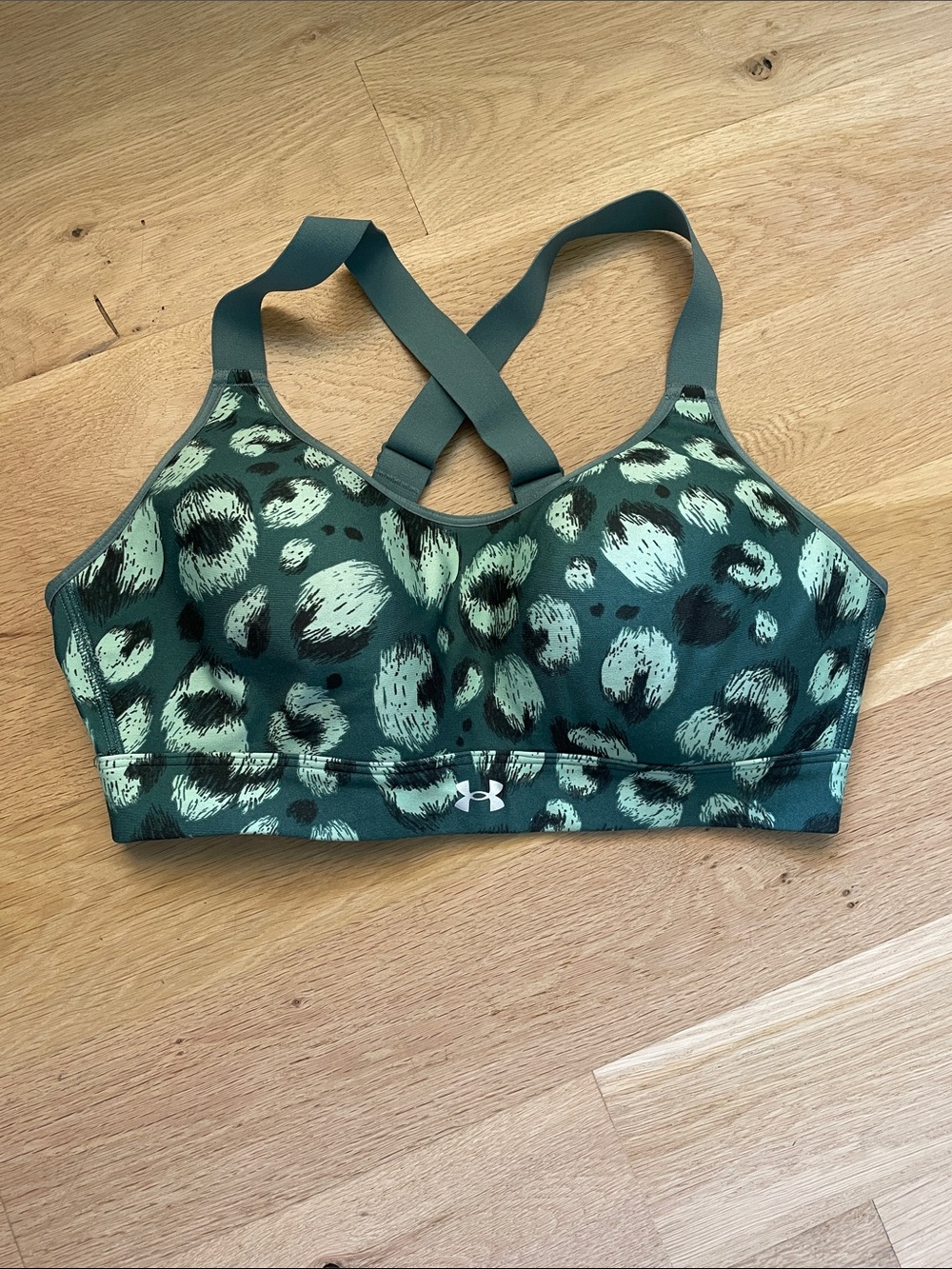 Under Armour Teal & Mint Leopard-Print Crossback Sports Bra